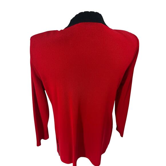 Misook Petite Womens Vintage Red Black Cardigan Sweater XS Petite Stretch - Picture 4 of 8